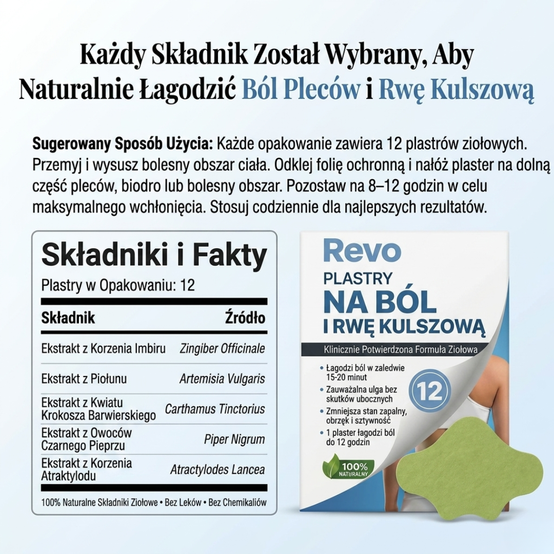 Plastry łagodzące ból pleców, rwę kulszową, kolana, barki